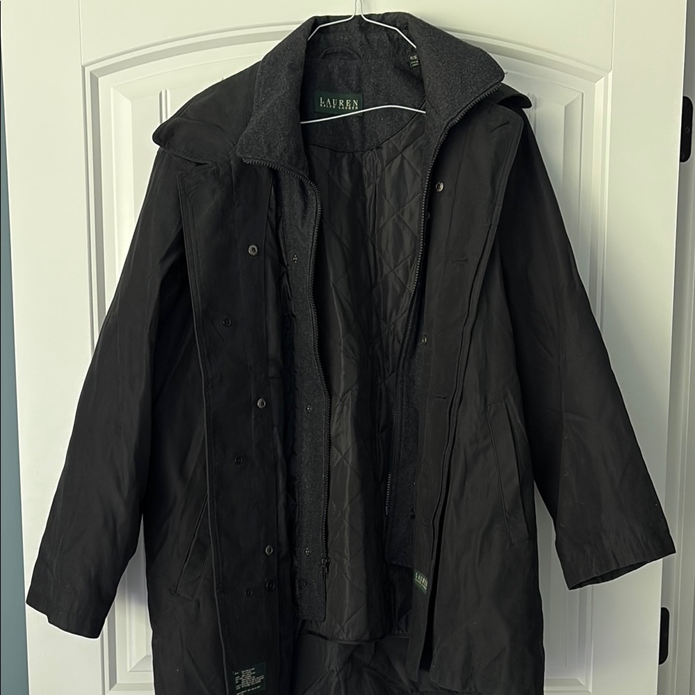 Ralph Lauren Black Two Layer Dress/Rain/Trench Coat Men’s Sz 42s